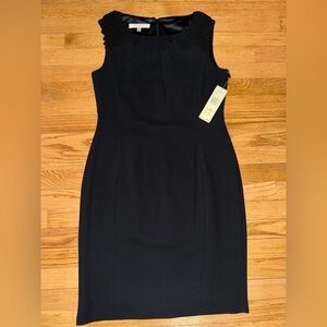 Evan Picone Black Lace-Trimmed Midi Dress